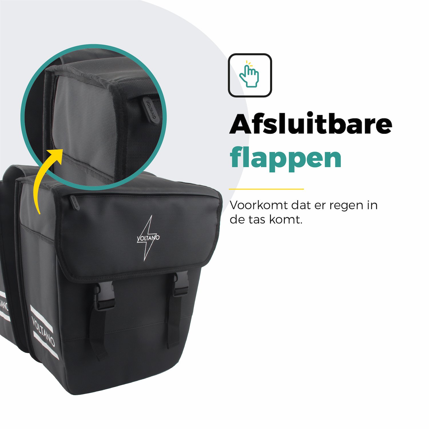Voltano Dubbele Fietstas 40L Afgeschuind - Zwart - Waterdicht