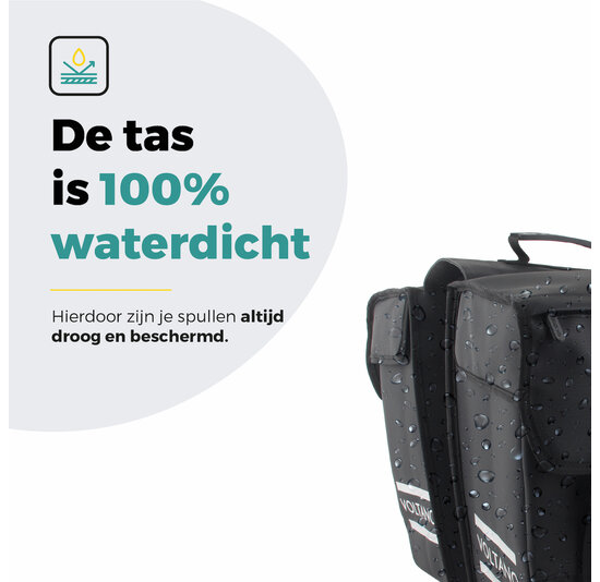Voltano Dubbele Fietstas 40L Afgeschuind - Zwart - Waterdicht