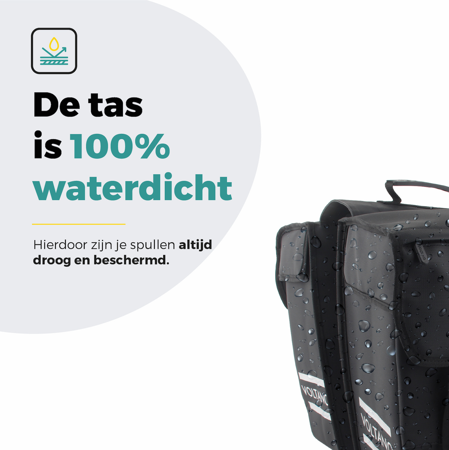 Voltano Dubbele Fietstas 40L Afgeschuind - Zwart - Waterdicht