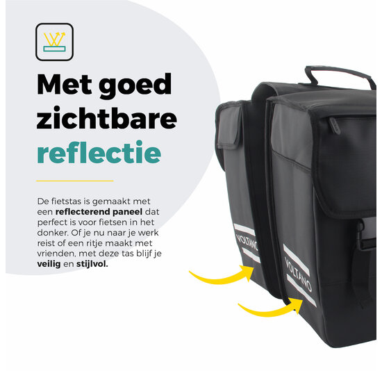 Voltano Dubbele Fietstas 40L Afgeschuind - Zwart - Waterdicht