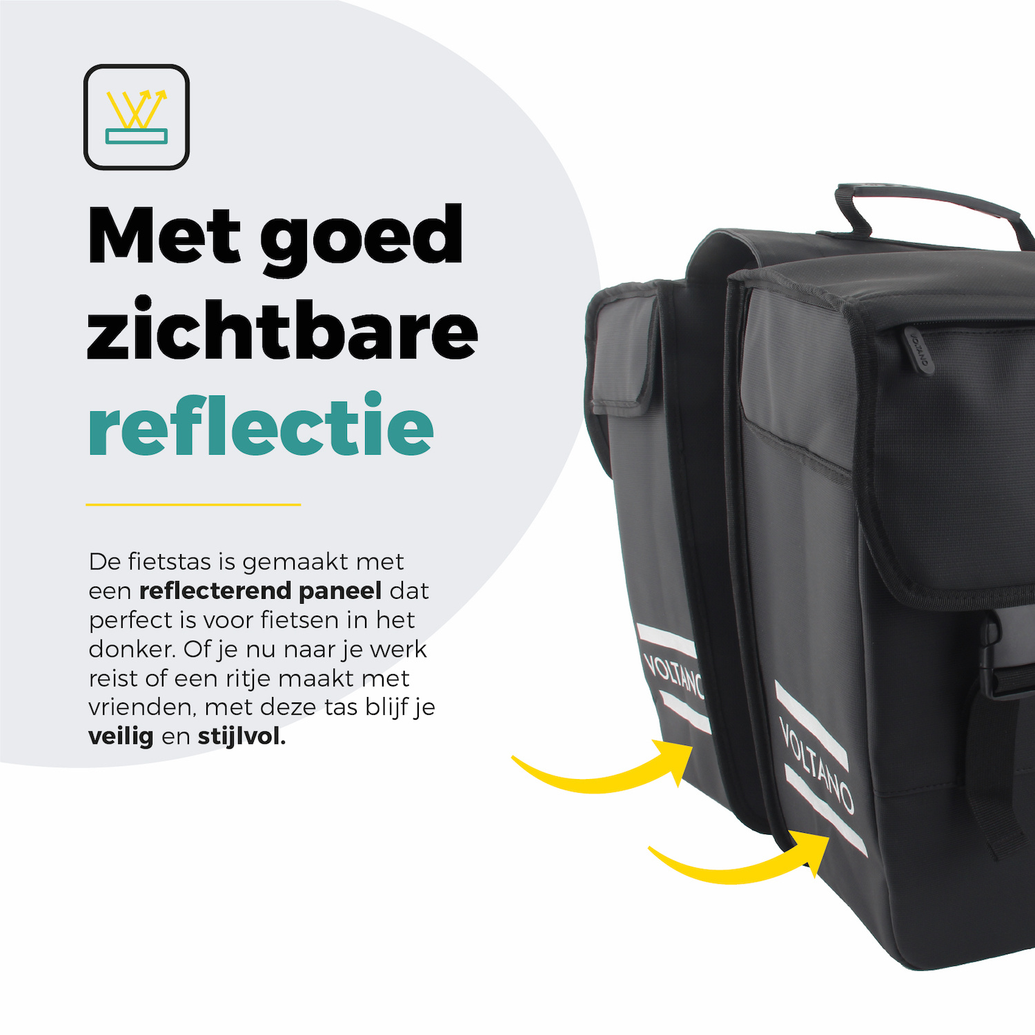 Voltano Dubbele Fietstas 40L Afgeschuind - Zwart - Waterdicht