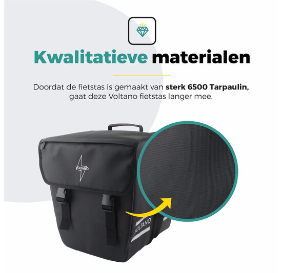 Voltano Dubbele Fietstas 40L Afgeschuind - Zwart - Waterdicht