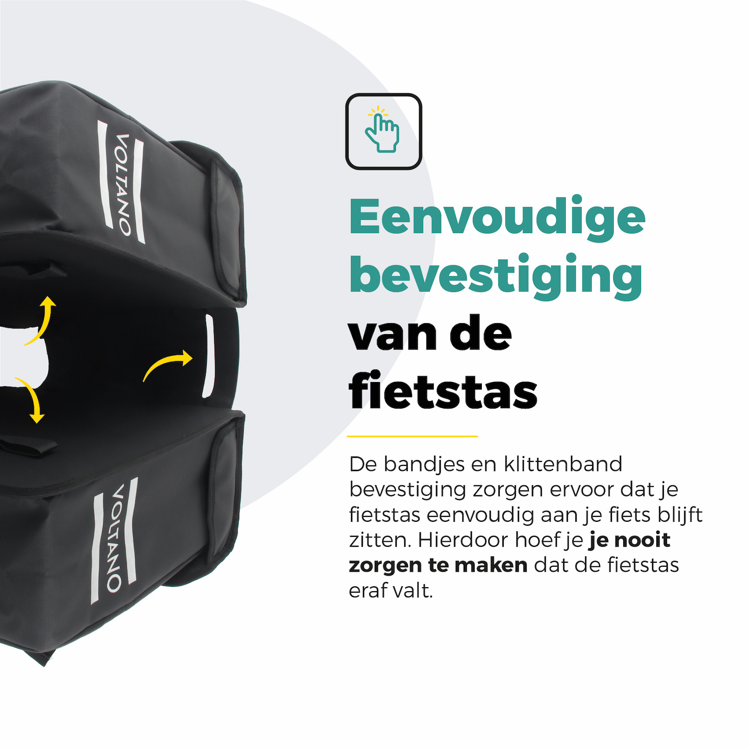 Voltano Dubbele Fietstas 40L Afgeschuind - Zwart - Waterdicht