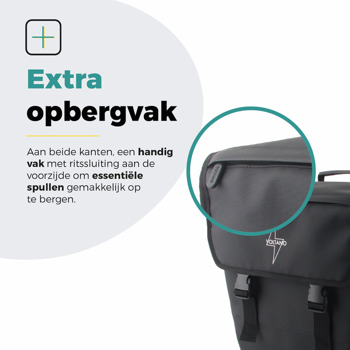 Voltano Dubbele Fietstas 40L Afgeschuind - Zwart - Waterdicht