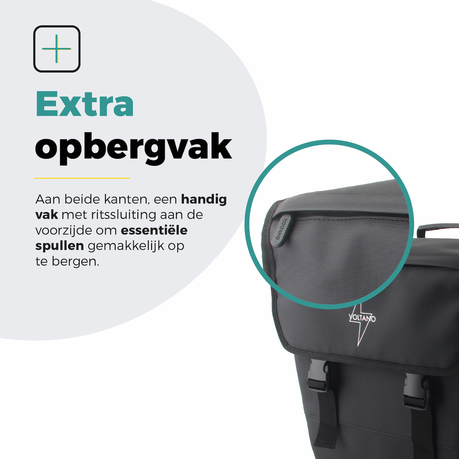 Voltano Dubbele Fietstas 40L Afgeschuind - Zwart - Waterdicht