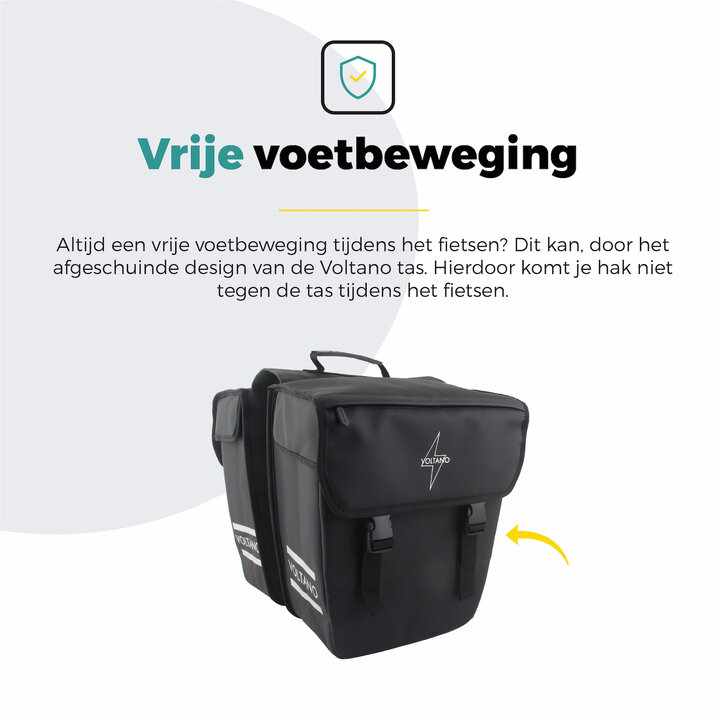 Voltano Dubbele Fietstas 40L Afgeschuind - Zwart - Waterdicht