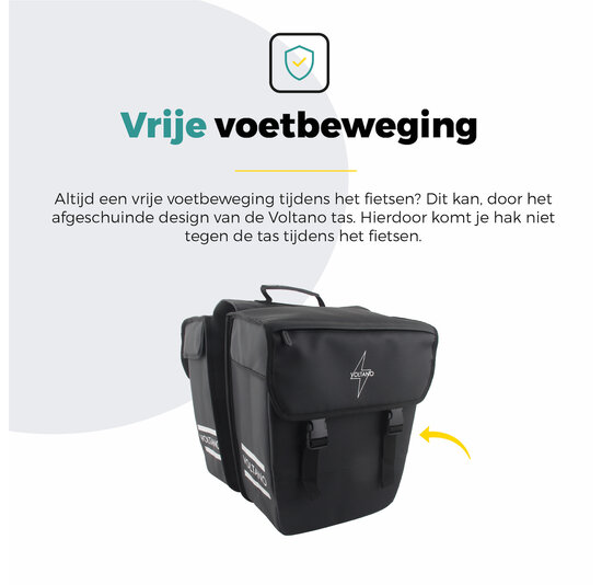 Voltano Dubbele Fietstas 40L Afgeschuind - Zwart - Waterdicht
