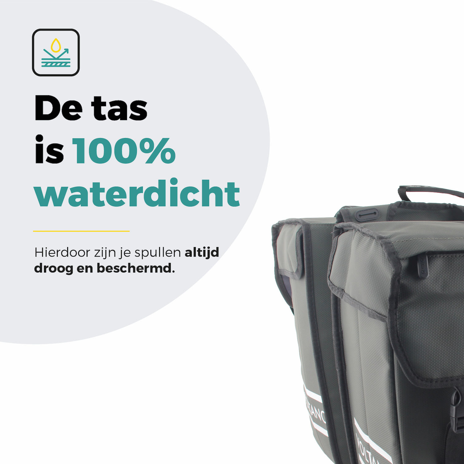 Voltano Dubbele Fietstas 40L Afgeschuind - Intense Green - Waterdicht