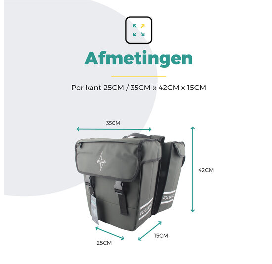 Voltano Dubbele Fietstas 40L Afgeschuind - Intense Green - Waterdicht