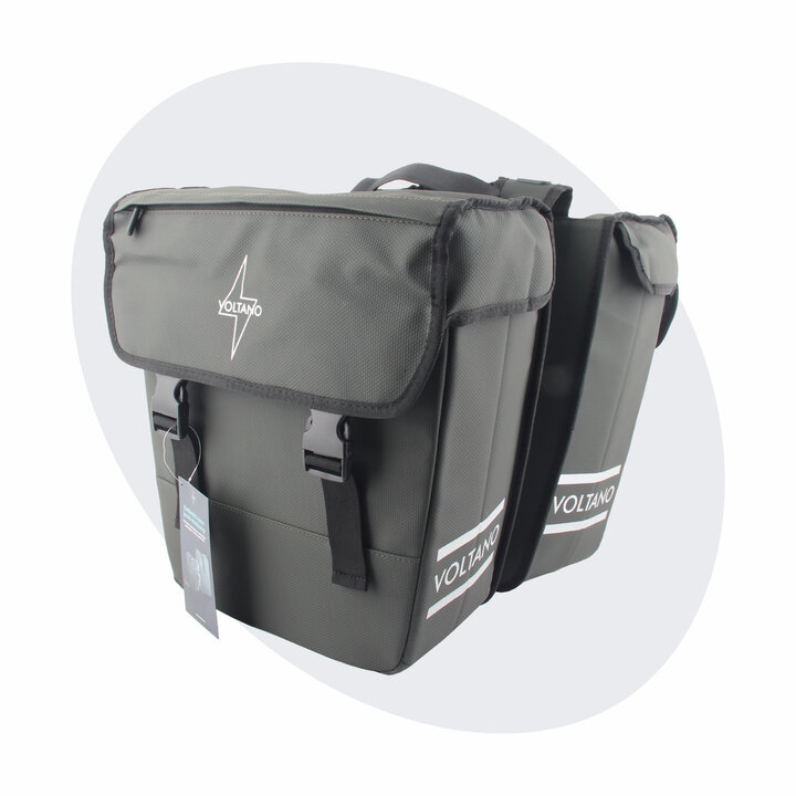 Voltano Dubbele Fietstas 40L Afgeschuind - Intense Green - Waterdicht