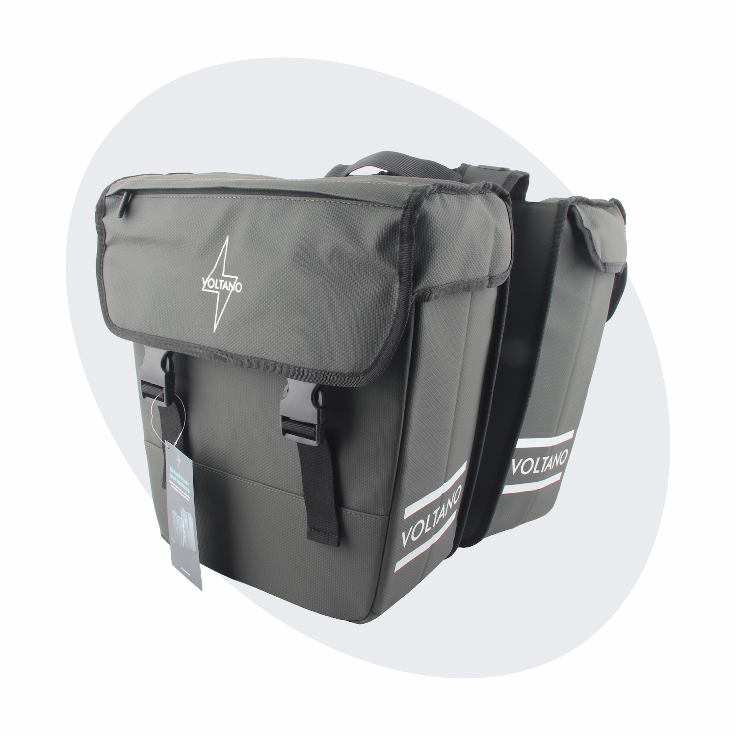 Voltano Dubbele Fietstas 40L Afgeschuind - Intense Green - Waterdicht