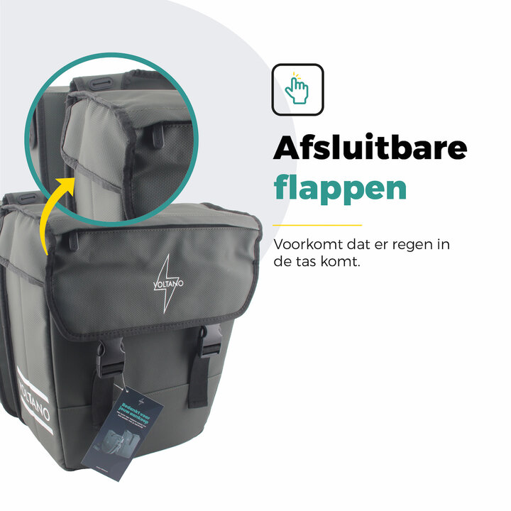 Voltano Dubbele Fietstas 40L Afgeschuind - Intense Green - Waterdicht