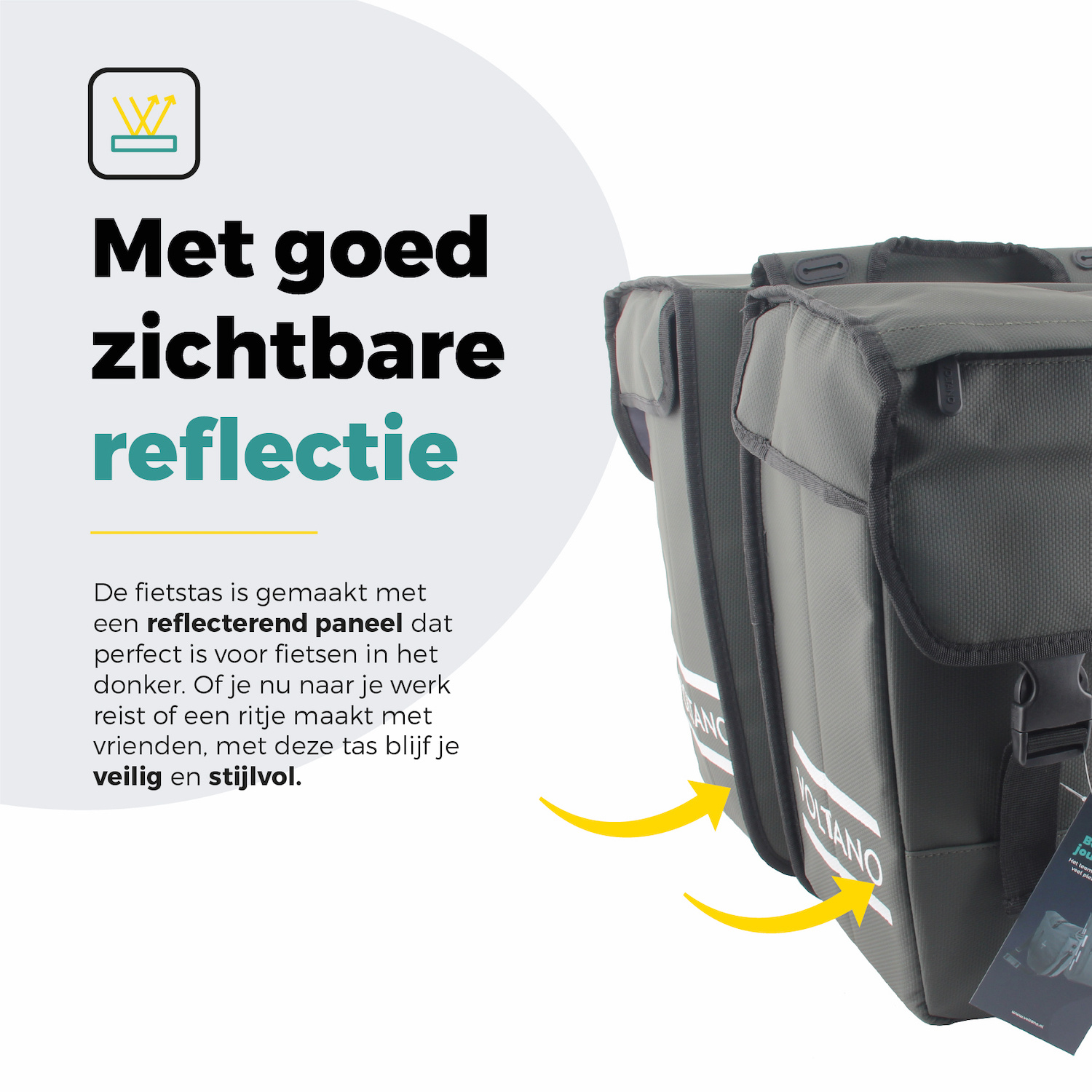 Voltano Dubbele Fietstas 40L Afgeschuind - Intense Green - Waterdicht