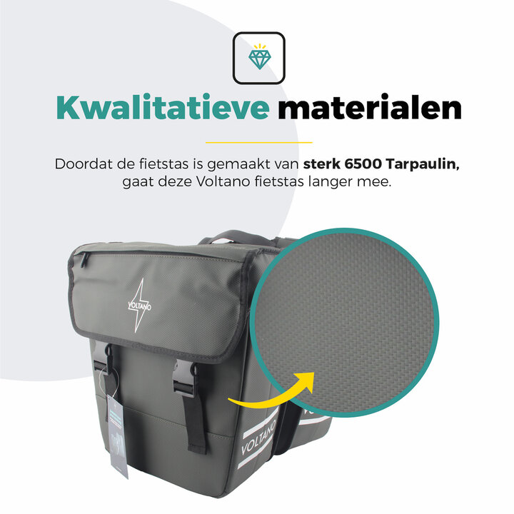 Voltano Dubbele Fietstas 40L Afgeschuind - Intense Green - Waterdicht