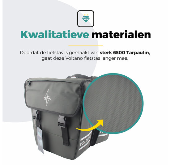 Voltano Dubbele Fietstas 40L Afgeschuind - Intense Green - Waterdicht