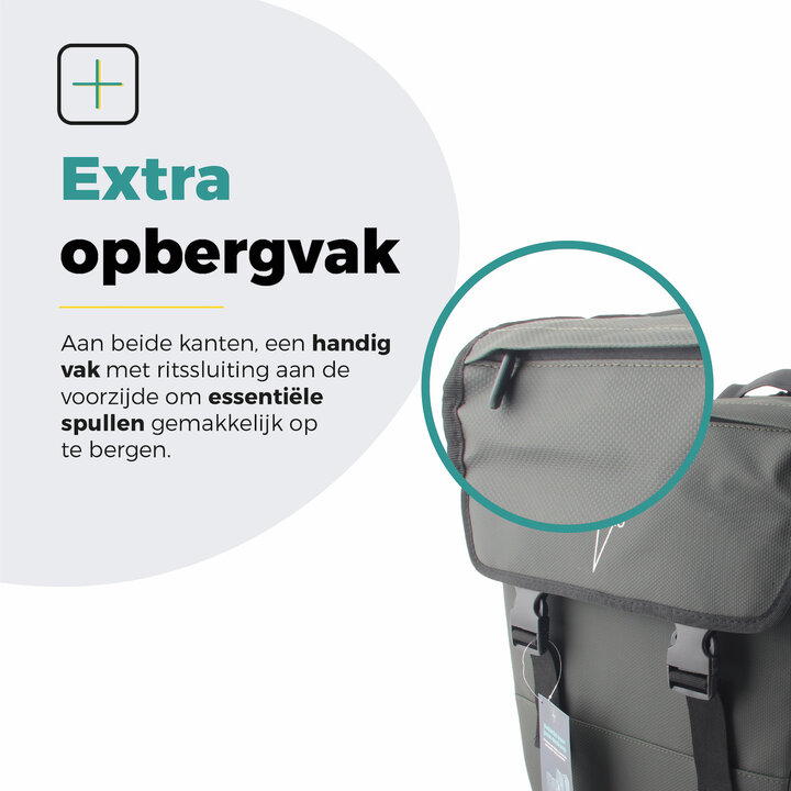 Voltano Dubbele Fietstas 40L Afgeschuind - Intense Green - Waterdicht