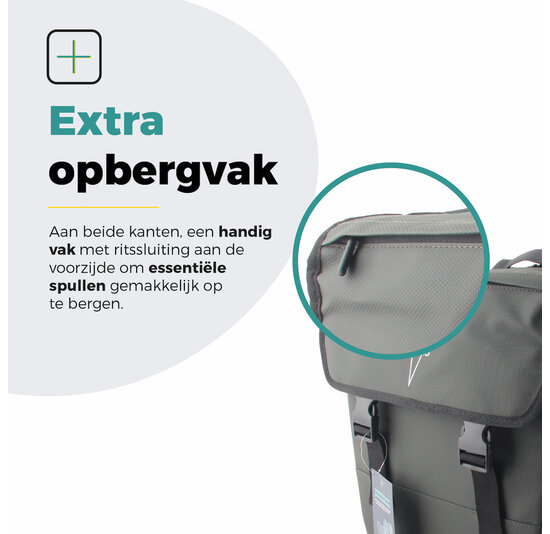 Voltano Dubbele Fietstas 40L Afgeschuind - Intense Green - Waterdicht