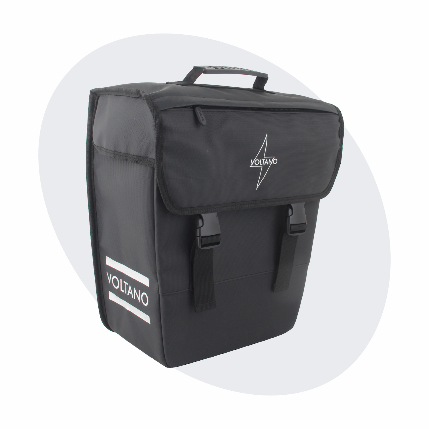 Voltano Enkele Fietstas 20L - Zwart - Afgeschuind - Waterdicht