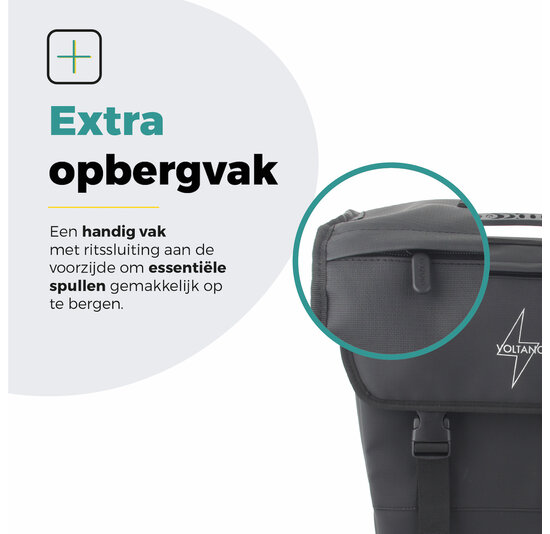 Voltano Enkele Fietstas 20L - Zwart - Afgeschuind - Waterdicht