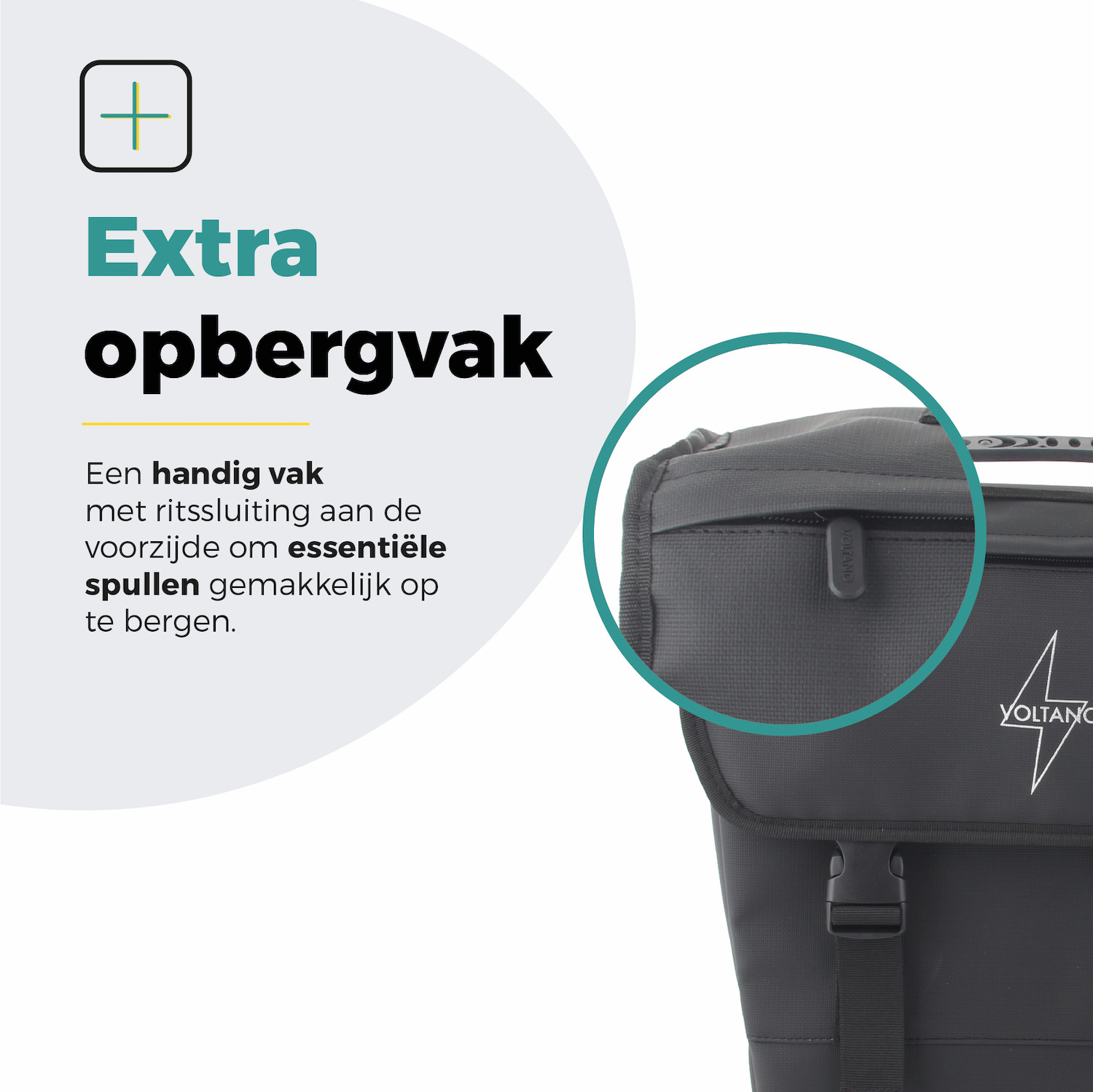 Voltano Enkele Fietstas 20L - Zwart - Afgeschuind - Waterdicht