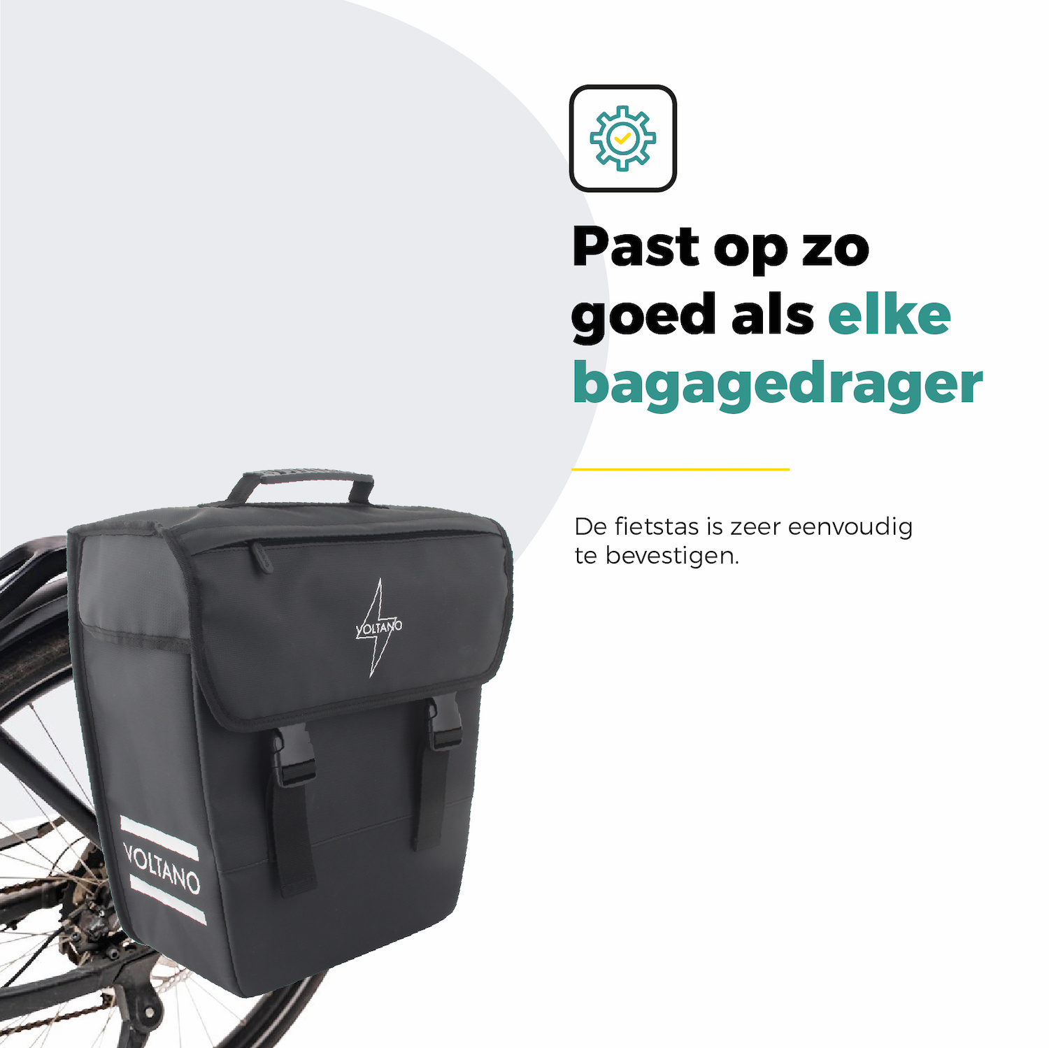 Voltano Enkele Fietstas 20L - Zwart - Afgeschuind - Waterdicht