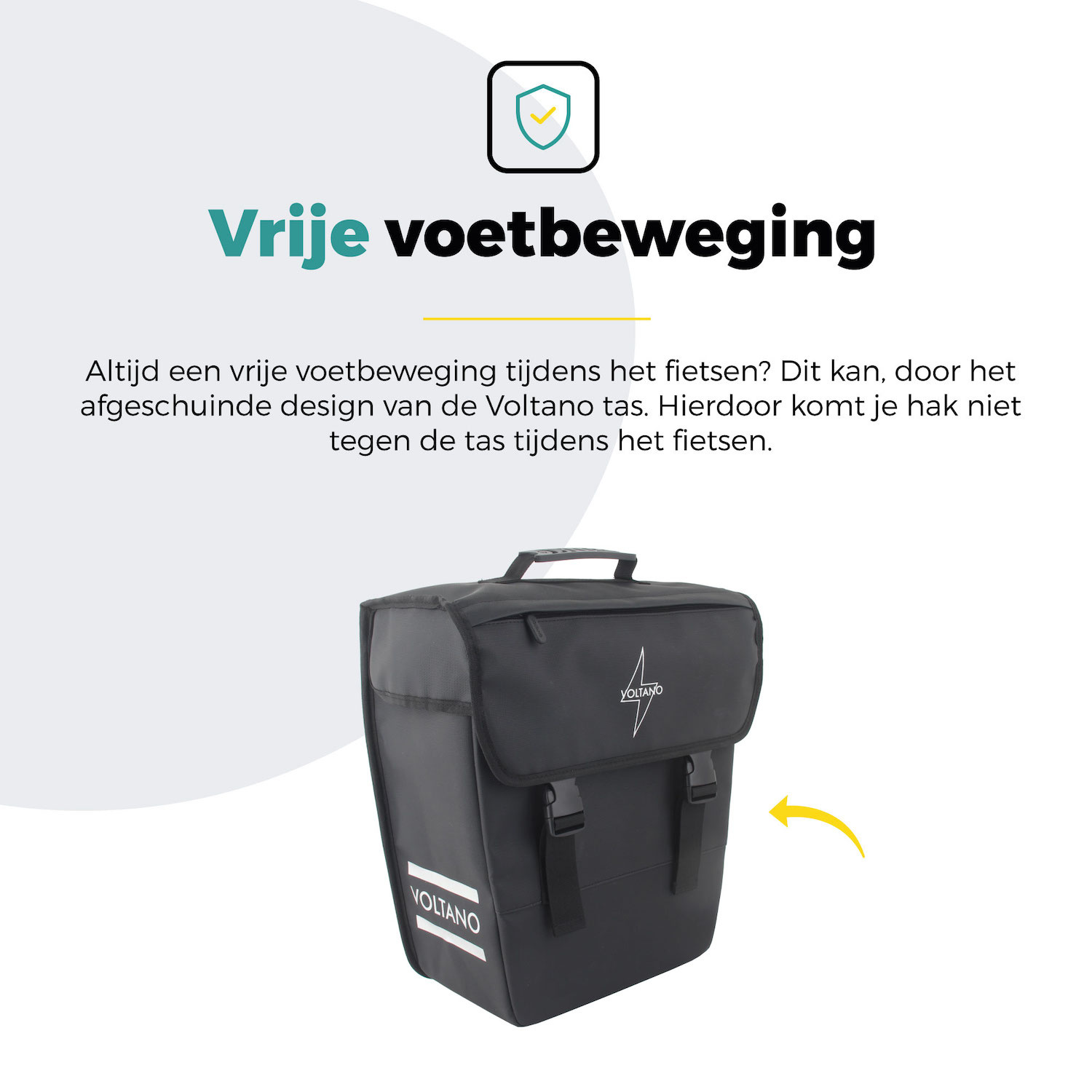 Voltano Enkele Fietstas 20L - Zwart - Afgeschuind - Waterdicht