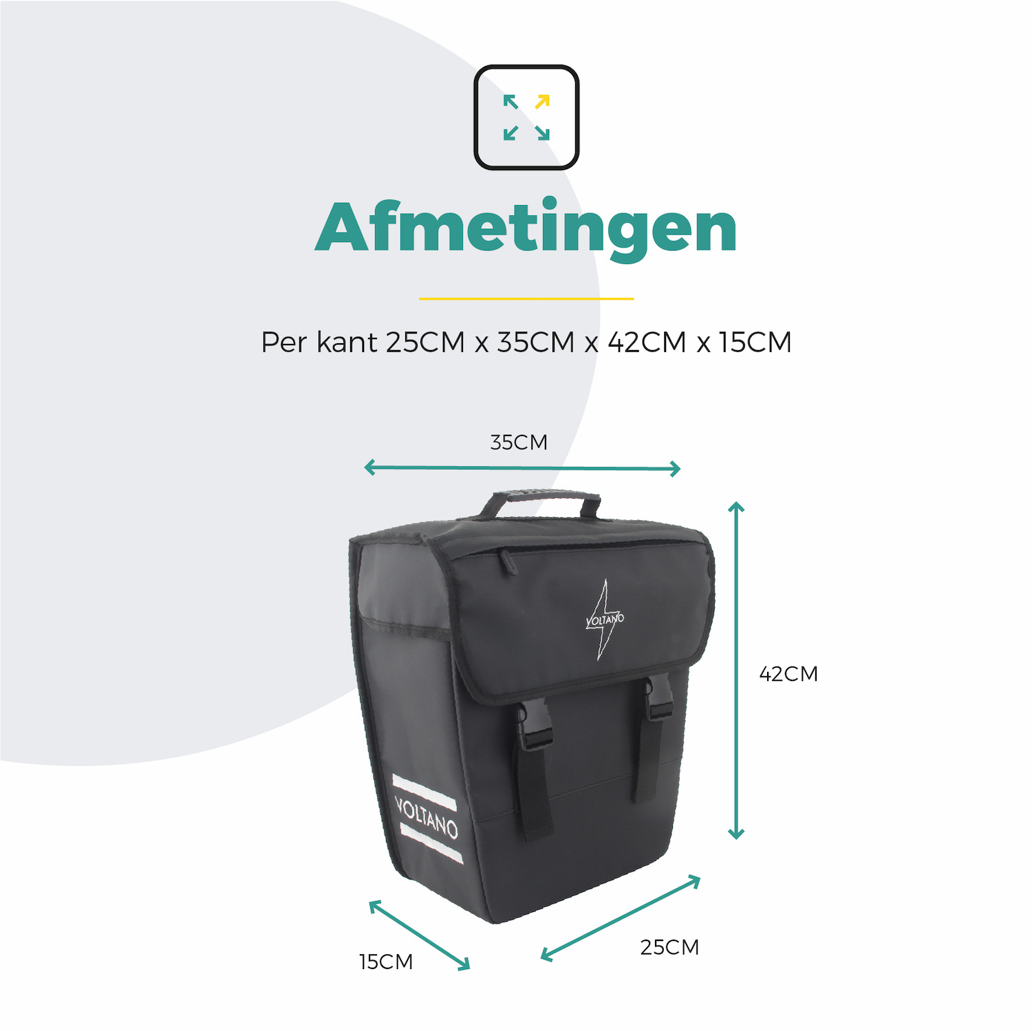 Voltano Enkele Fietstas 20L - Zwart - Afgeschuind - Waterdicht