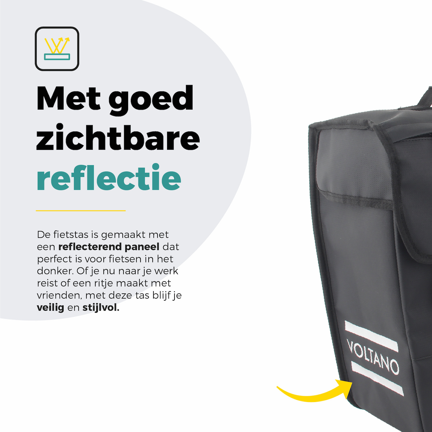 Voltano Enkele Fietstas 20L - Zwart - Afgeschuind - Waterdicht