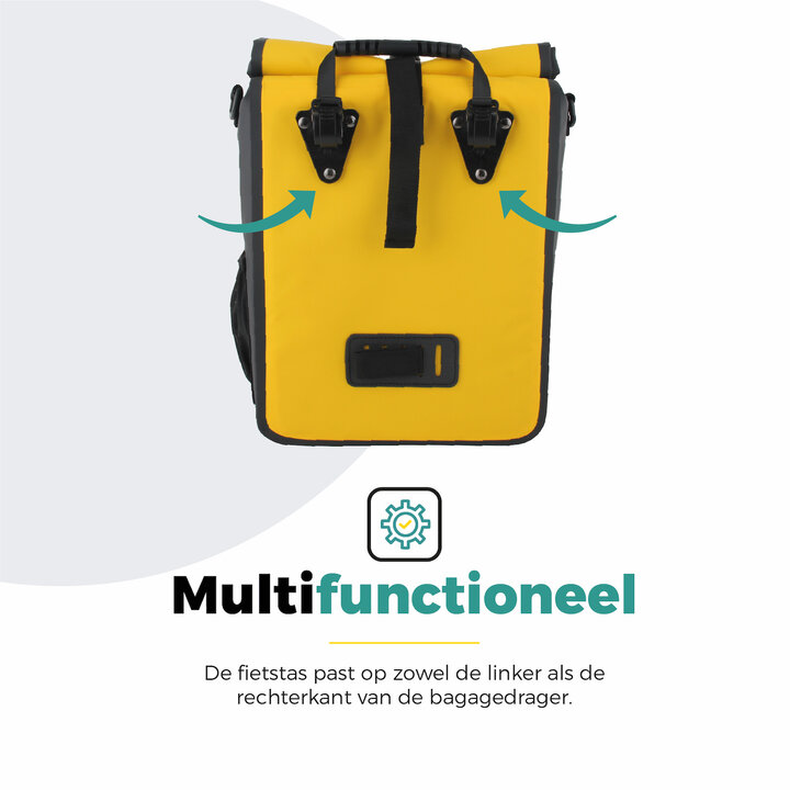 Voltano Fietstas 16L - Geel / Zwart - Enkele Pakaftas - 100% Waterdicht