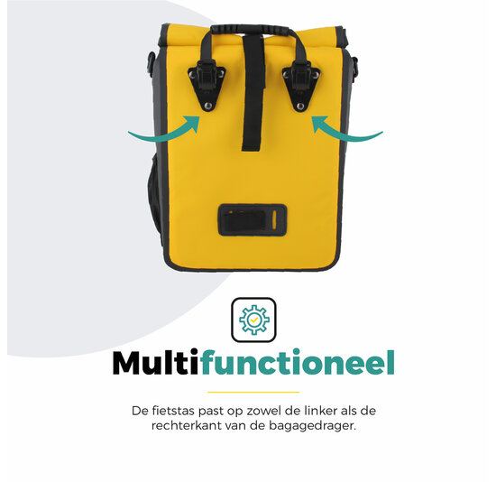 Voltano Fietstas 16L - Geel / Zwart - Enkele Pakaftas - 100% Waterdicht