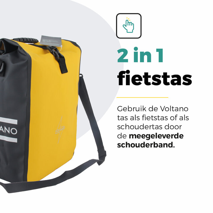 Voltano Fietstas 16L - Geel / Zwart - Enkele Pakaftas - 100% Waterdicht