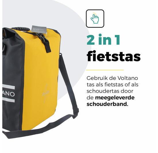 Voltano Fietstas 16L - Geel / Zwart - Enkele Pakaftas - 100% Waterdicht