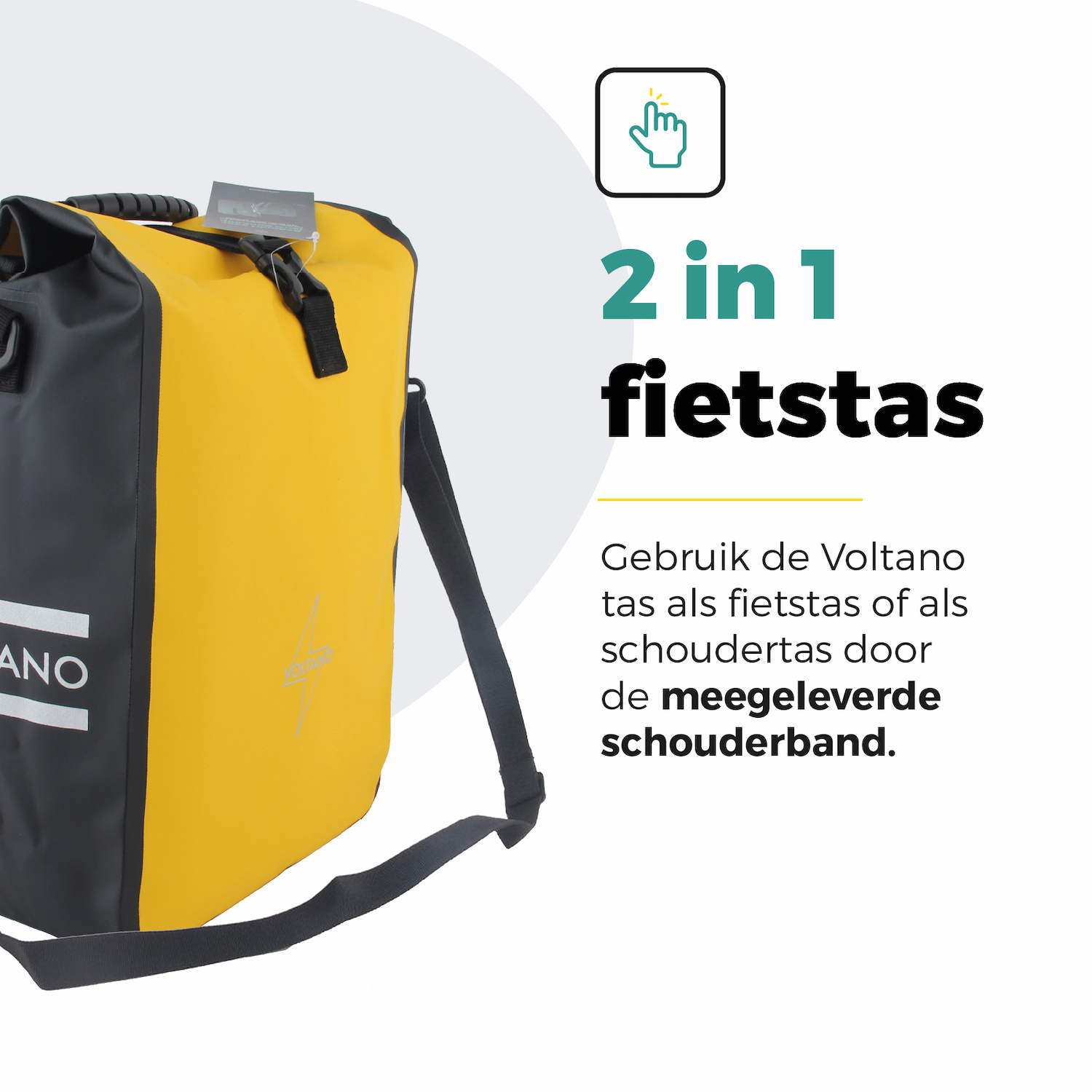Voltano Fietstas 16L - Geel / Zwart - Enkele Pakaftas - 100% Waterdicht
