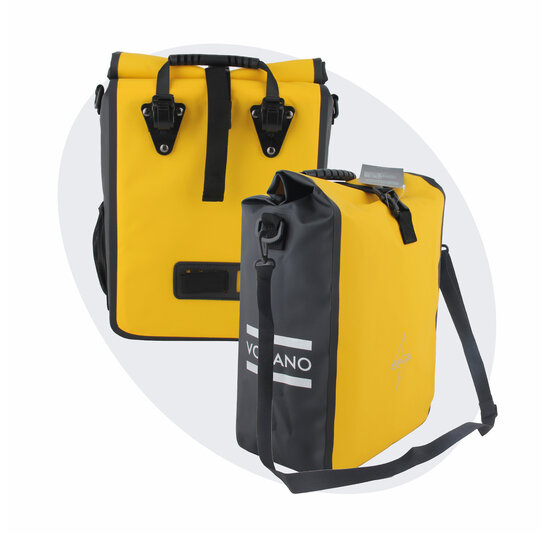 Voltano Fietstas 16L - Geel / Zwart - Enkele Pakaftas - 100% Waterdicht