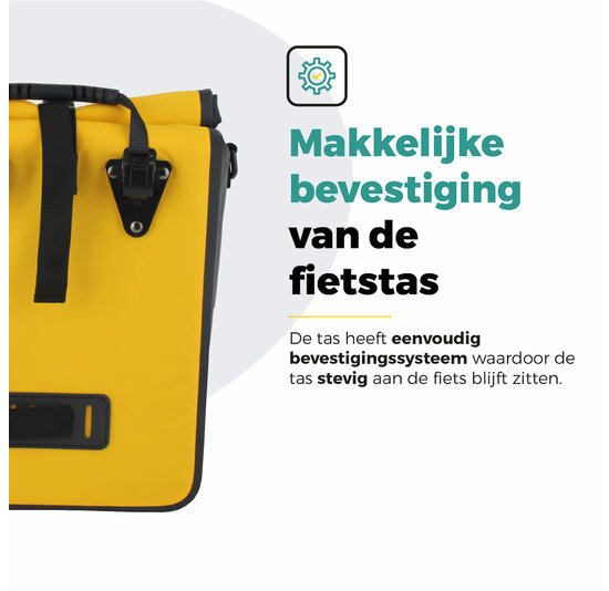 Voltano Fietstas 16L - Geel / Zwart - Enkele Pakaftas - 100% Waterdicht
