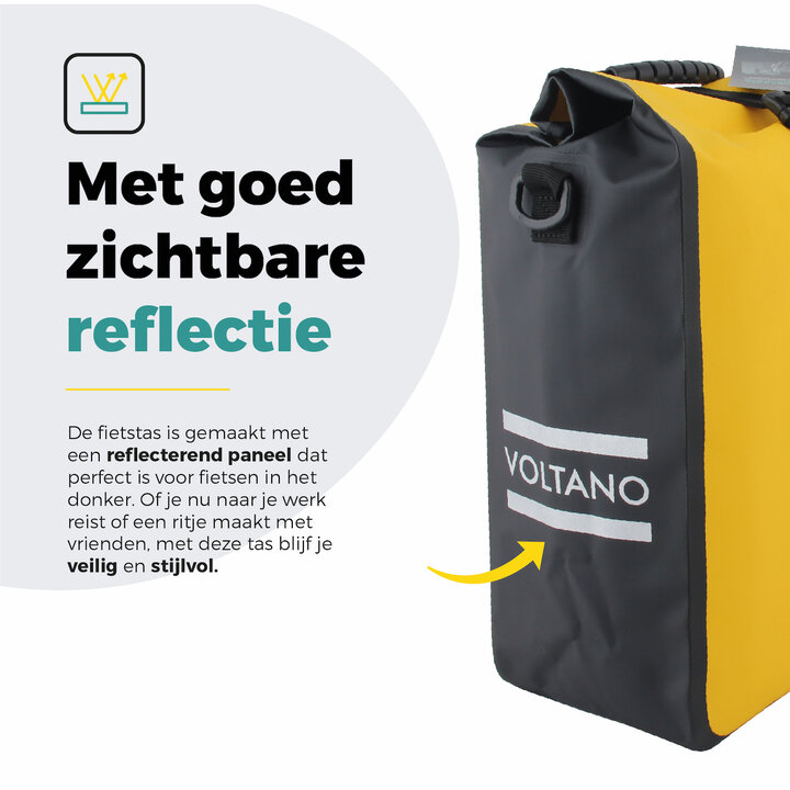 Voltano Fietstas 16L - Geel / Zwart - Enkele Pakaftas - 100% Waterdicht