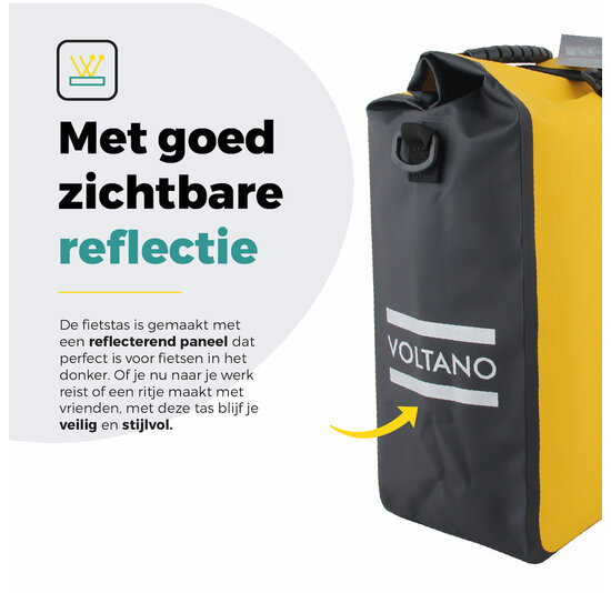 Voltano Fietstas 16L - Geel / Zwart - Enkele Pakaftas - 100% Waterdicht