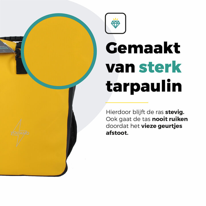Voltano Fietstas 16L - Geel / Zwart - Enkele Pakaftas - 100% Waterdicht