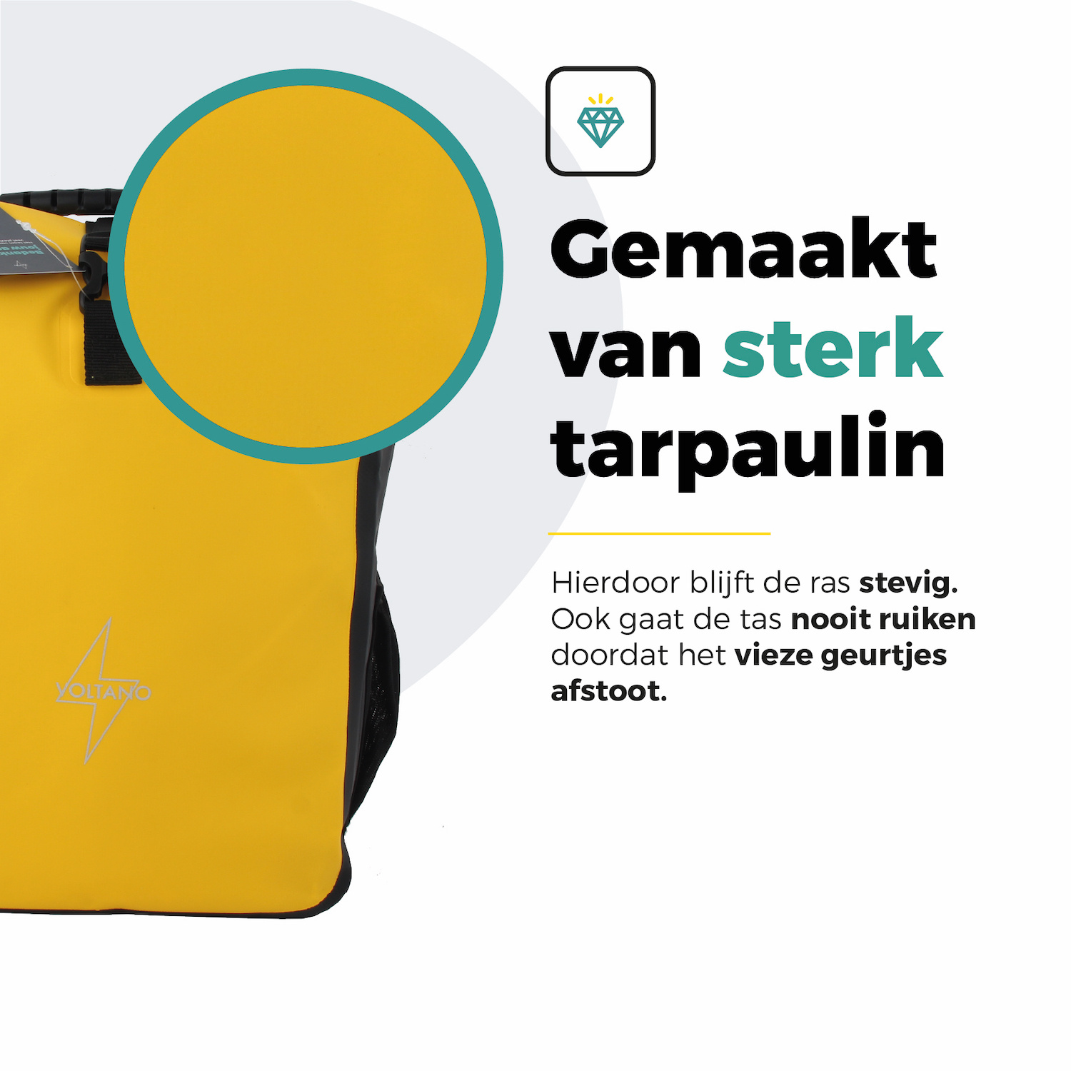 Voltano Fietstas 16L - Geel / Zwart - Enkele Pakaftas - 100% Waterdicht