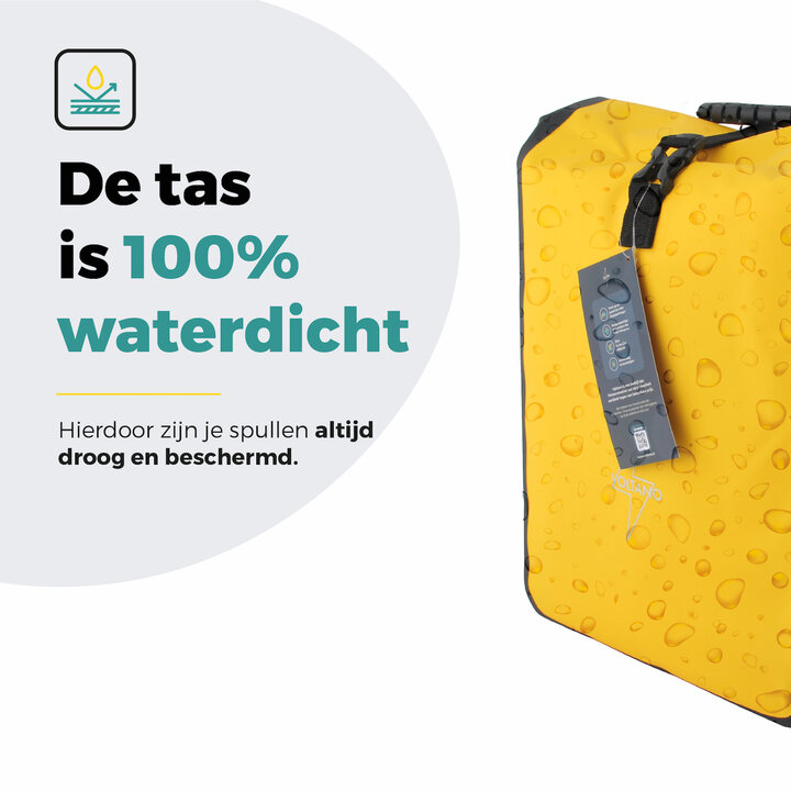 Voltano Fietstas 16L - Geel / Zwart - Enkele Pakaftas - 100% Waterdicht