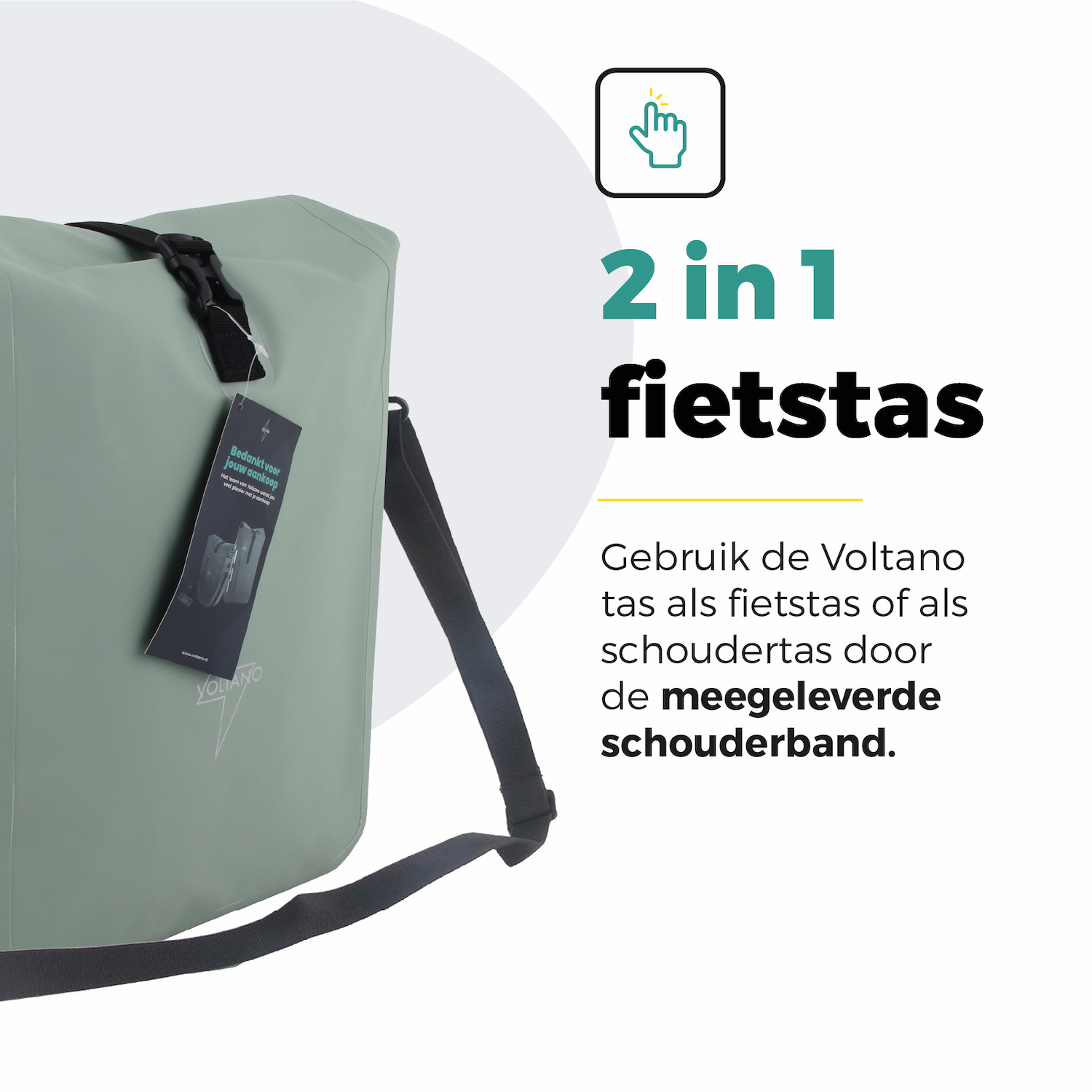 Voltano Fietstas 16L - Mint Groen - Enkele Pakaftas - 100% Waterdicht