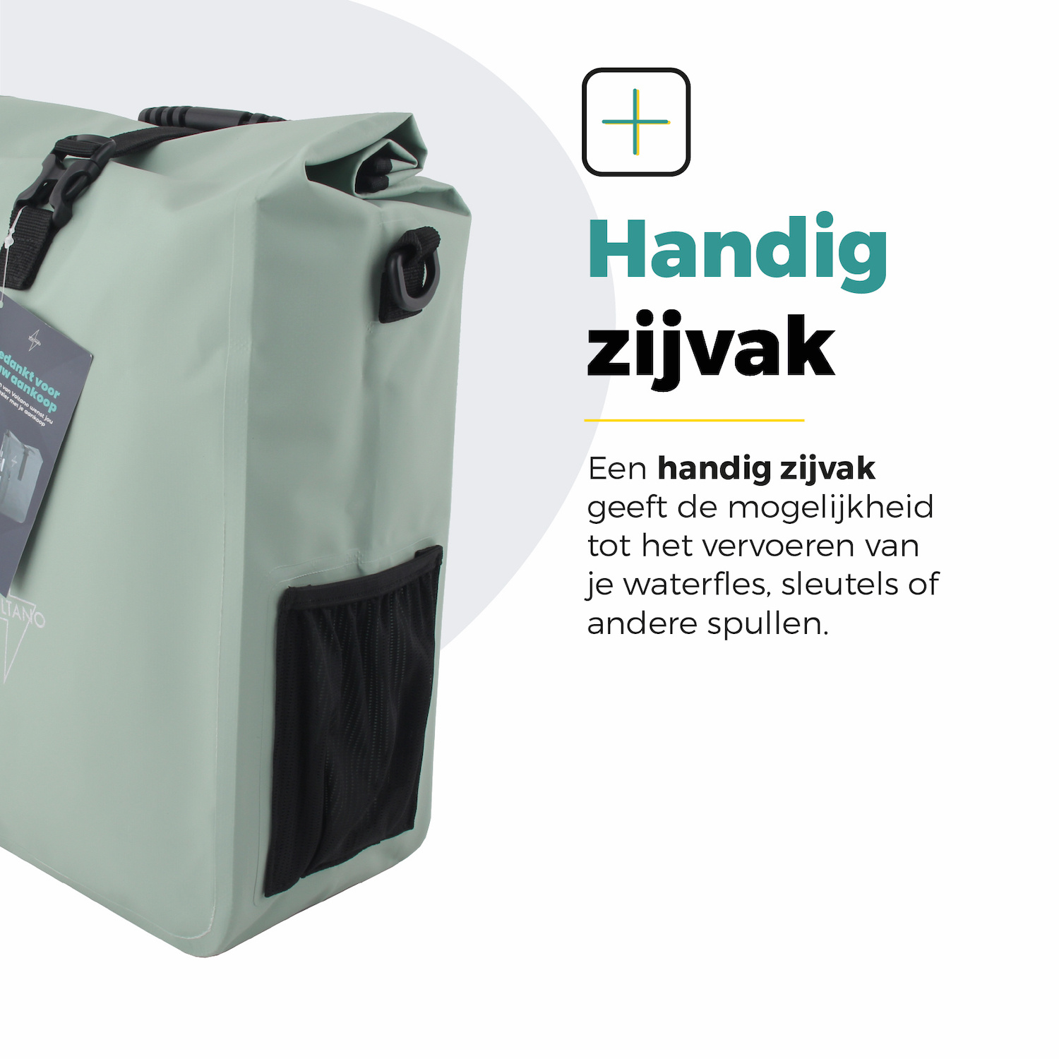 Voltano Fietstas 16L - Mint Groen - Enkele Pakaftas - 100% Waterdicht