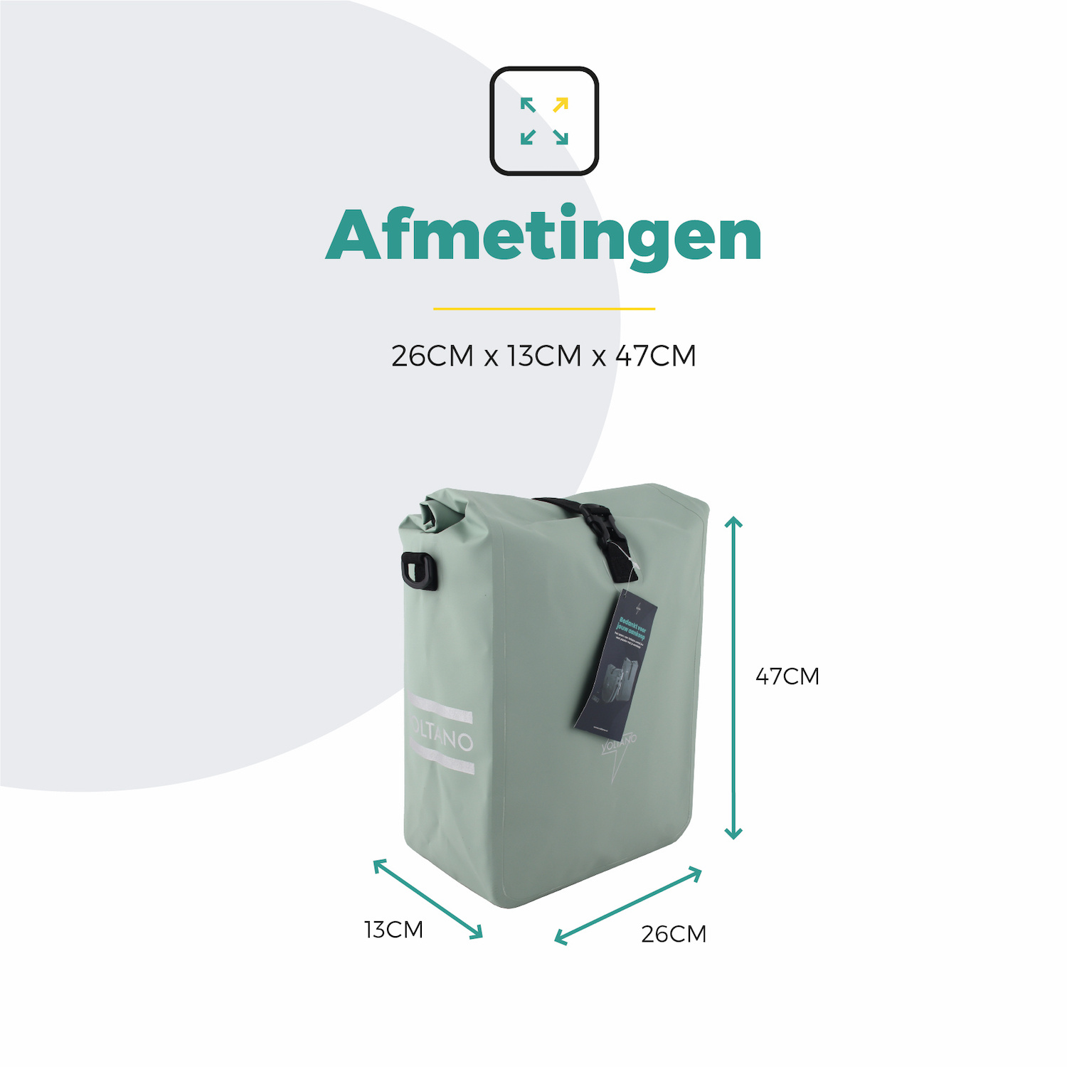 Voltano Fietstas 16L - Mint Groen - Enkele Pakaftas - 100% Waterdicht