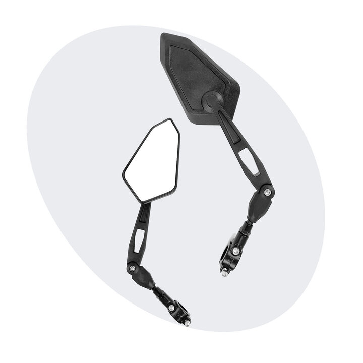 Voltano E-bike Fietsspiegel Groot Links - Zwart - Anti-Reflectie Glas