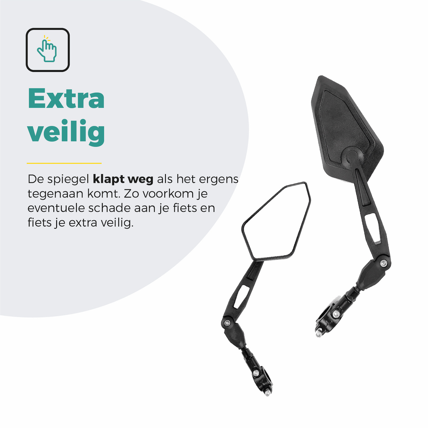 Voltano E-bike Fietsspiegel Groot Links - Zwart - Anti-Reflectie Glas