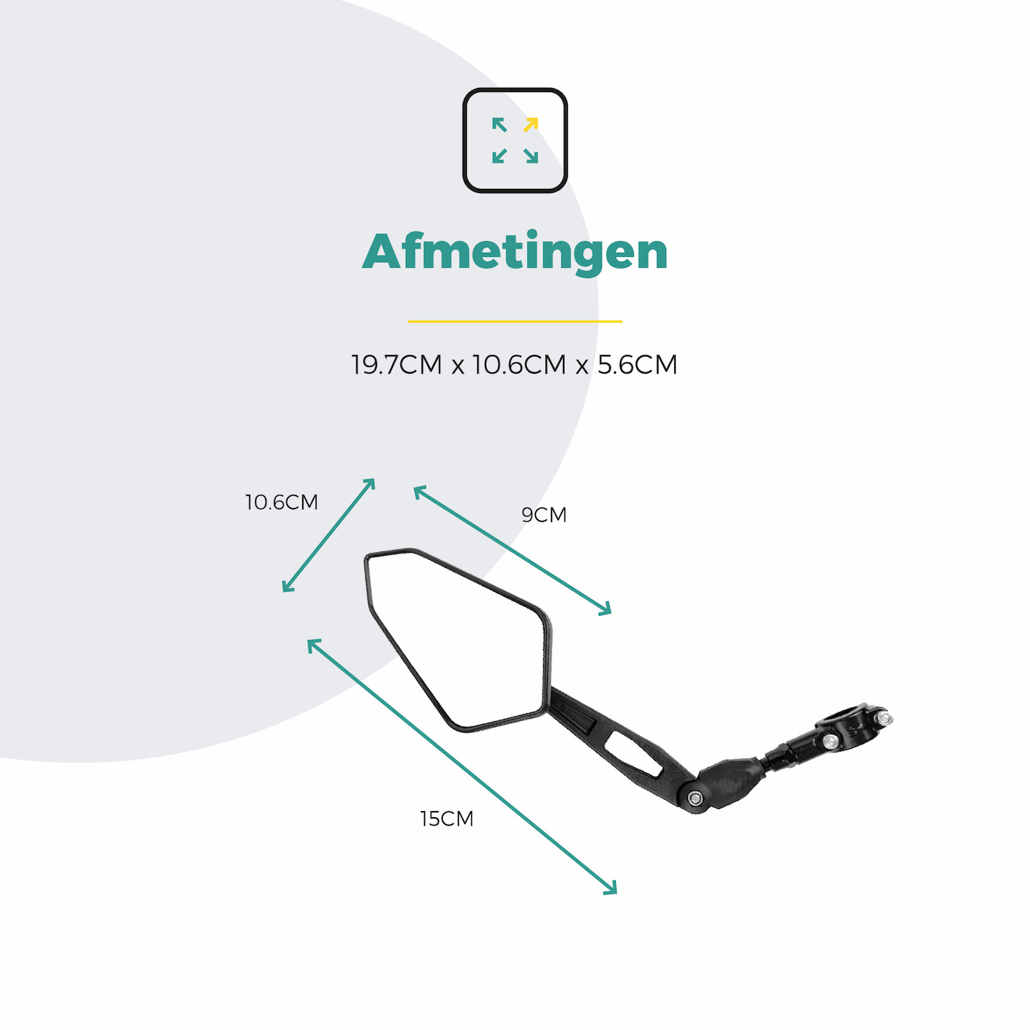 Voltano E-bike Fietsspiegel Groot Links - Zwart - Anti-Reflectie Glas