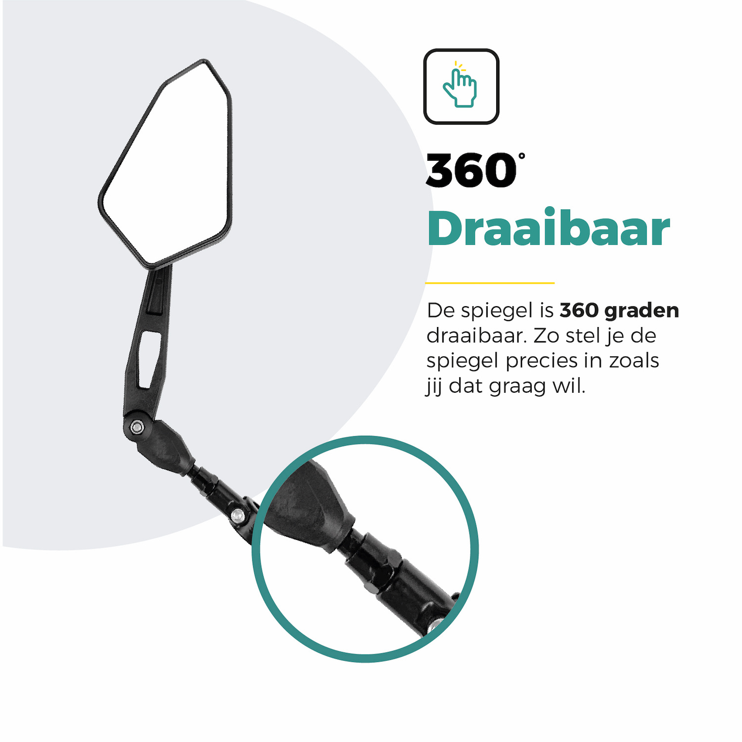 Voltano E-bike Fietsspiegel Groot Links - Zwart - Anti-Reflectie Glas