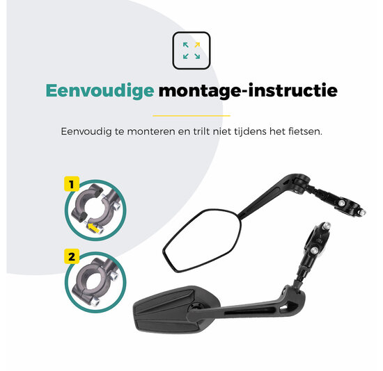 Voltano E-bike Fietsspiegel Clearly Links - Zwart
