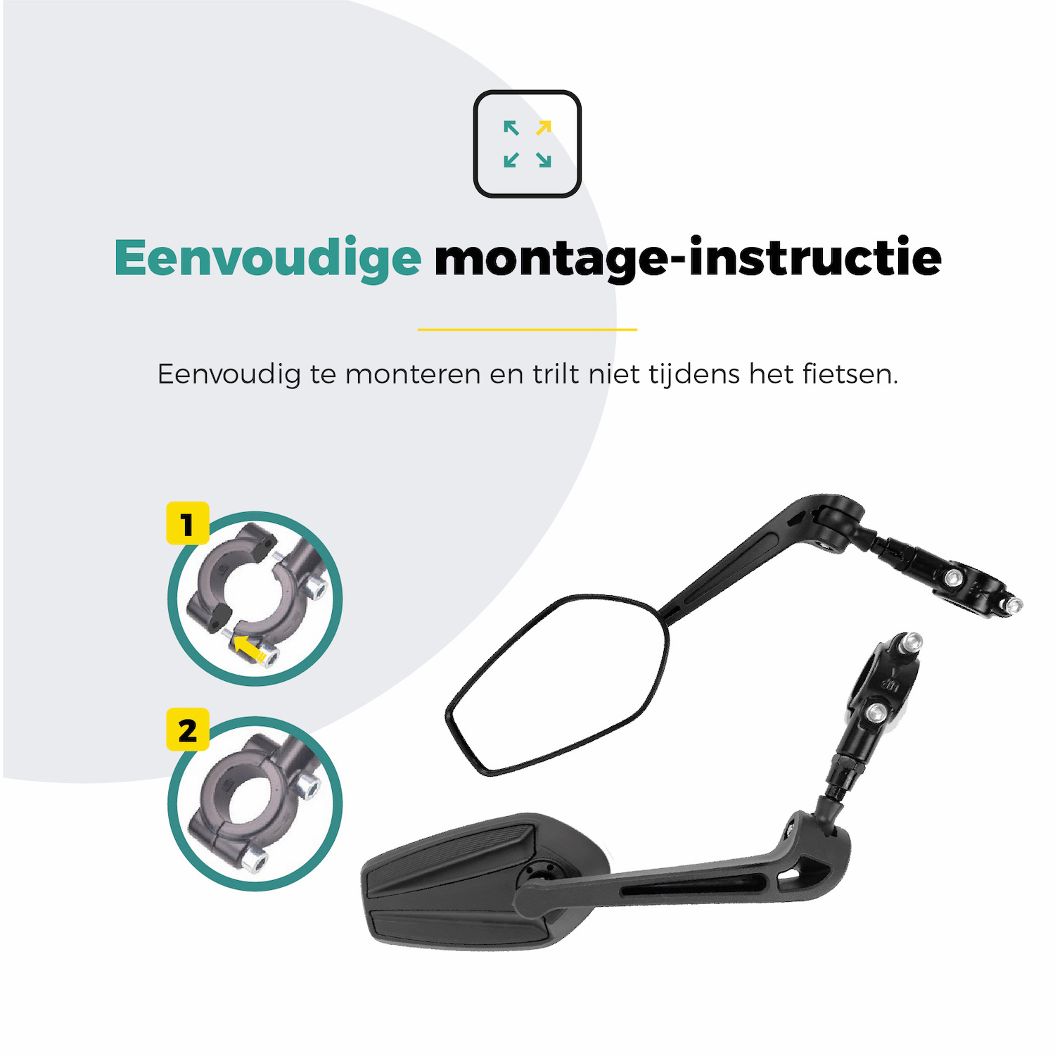 Voltano E-bike Fietsspiegel Clearly Links - Zwart