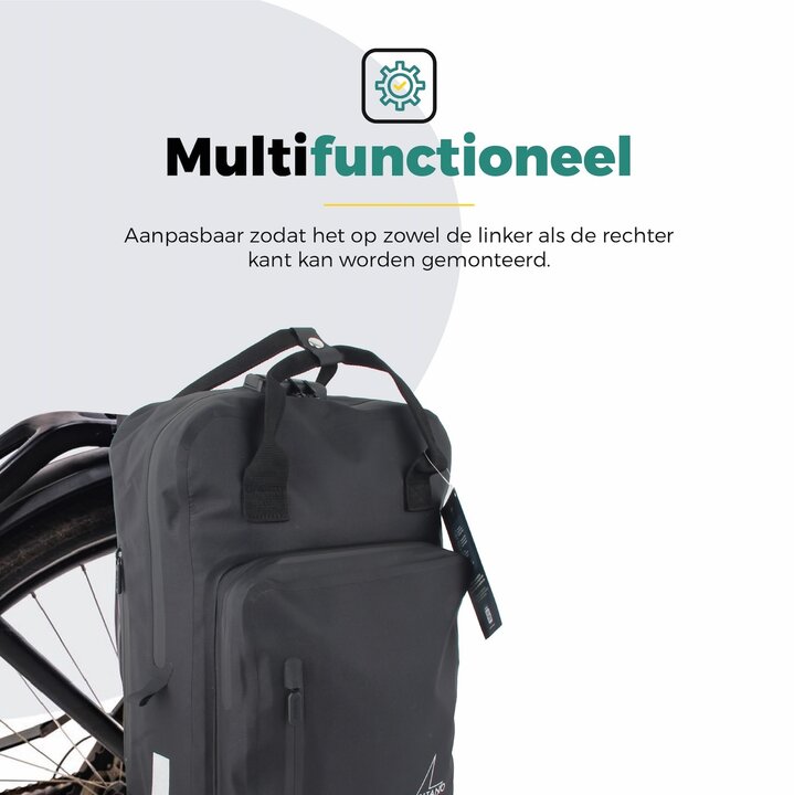 Voltano City Enkele Fietstas Rugzak E-bike - Zwart - Codeslot - Laptopvak - Waterdicht